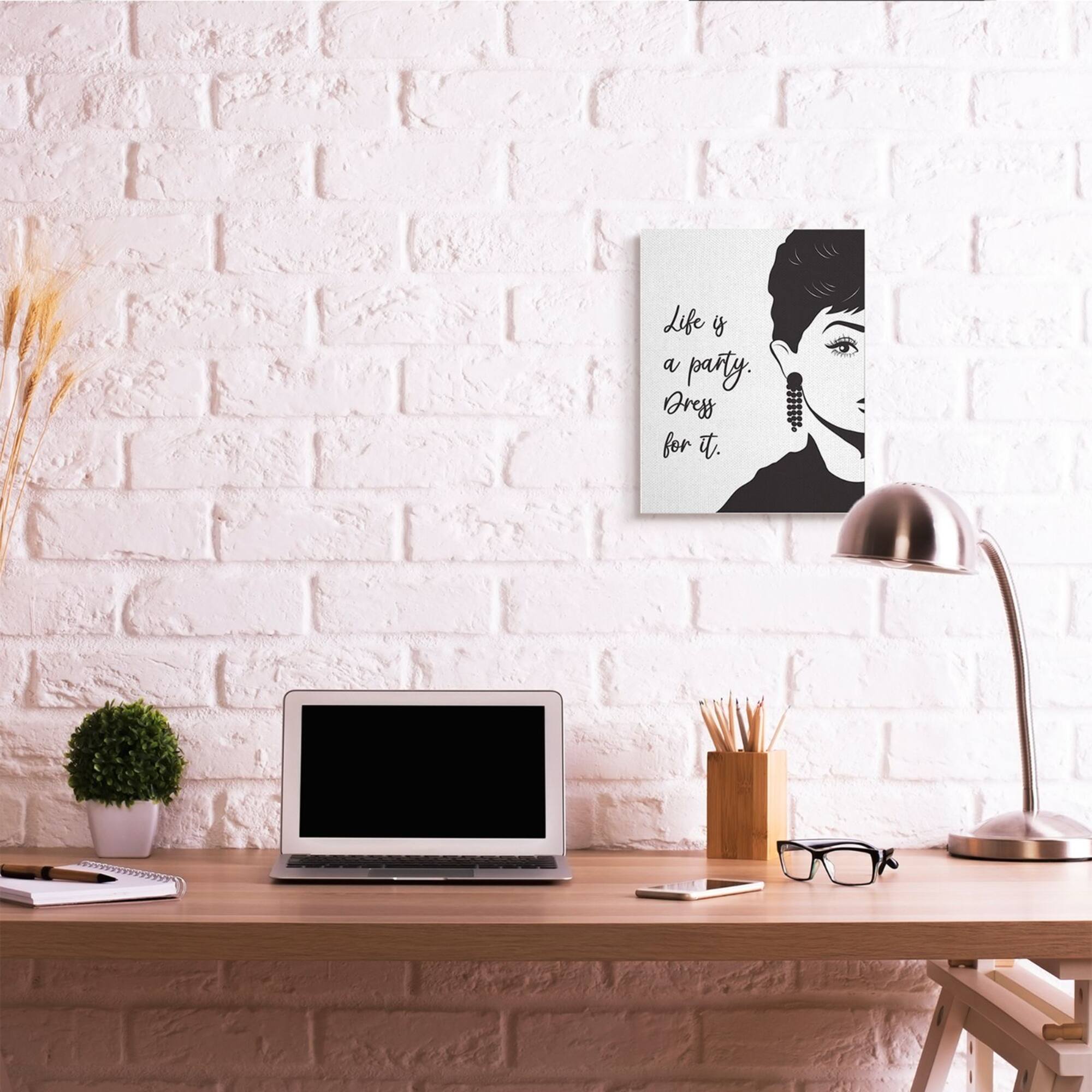 Stupell Industries Life's a Party Audrey Portrait Canvas Wall Art